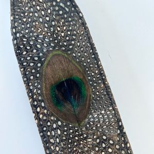 Vintage Comeco belt made from genuine peacock feathers, sXS, gold/silver buckle